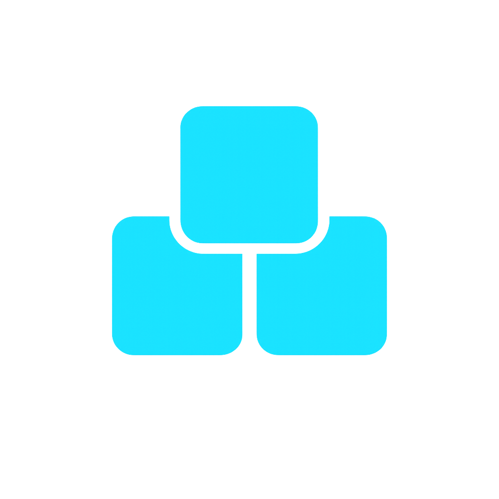 Tripix daily word puzzle app icon — three glowing cyan tiles
