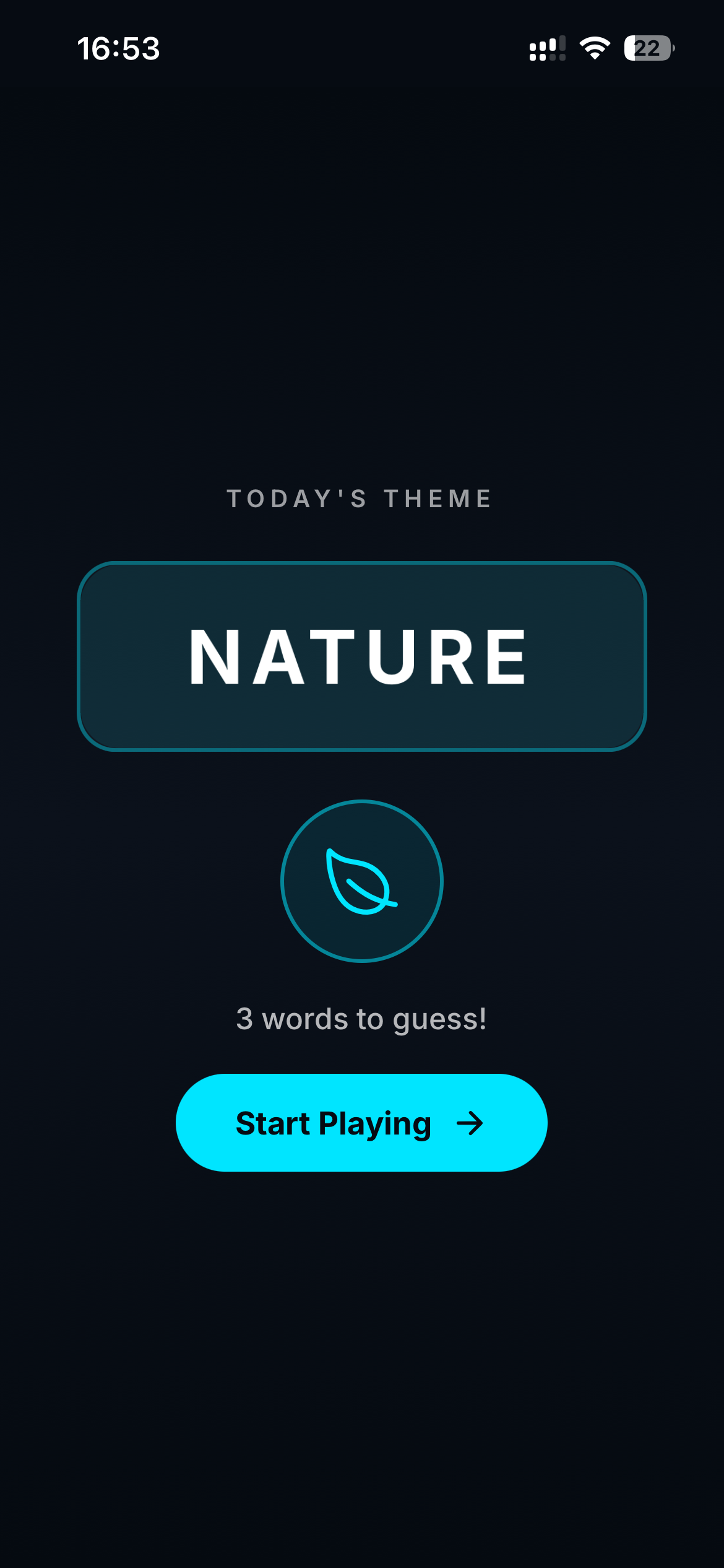 Tripix theme spinner wheel revealing the day's secret word connection category